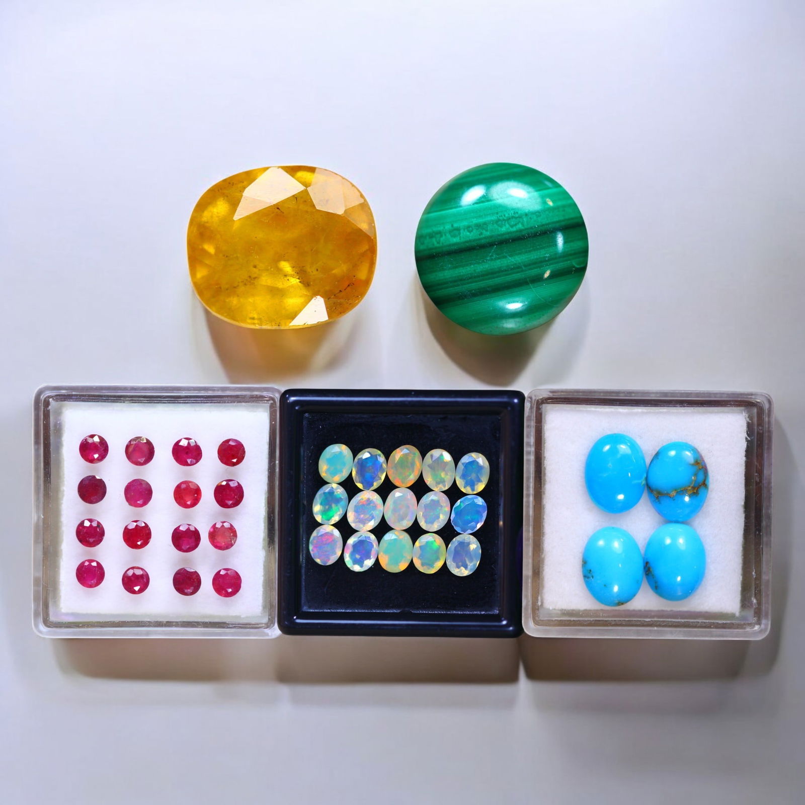 Yellow Sapphire, Malachite, Ruby, Turquoise & Welo Opal (1 of 1)