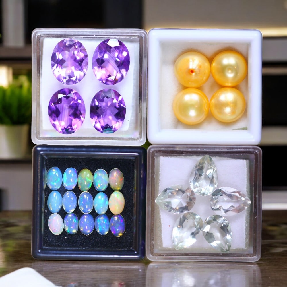 Amethyst, Freshwater Pearl, Green Amethyst & Welo Opal (1 of 1)