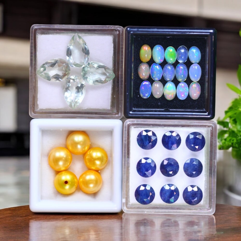 Green Amethyst, Blue Sapphire, Freshwater Pearl & Welo Opal (1 of 1)