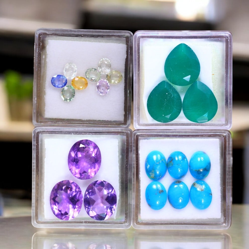 Fancy Color Sapphire, Amethyst, Turquoise & Onyx (1 of 1)