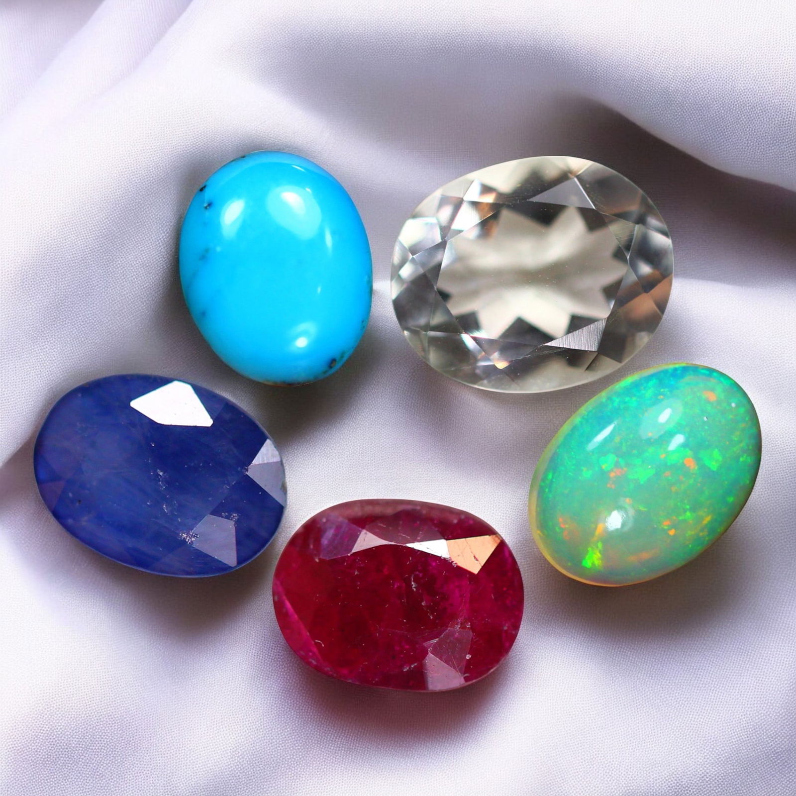 Blue Sapphire, Green Amethyst, Turquoise, Welo Opal & Ruby (1 of 1)