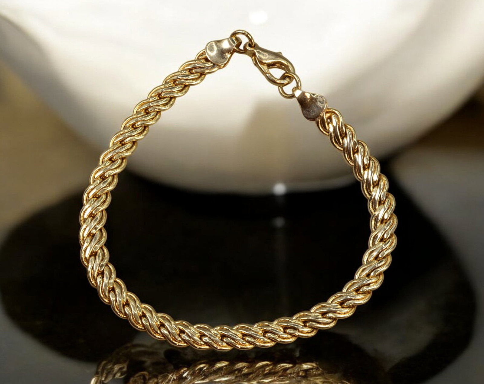 VINTAGE GOLD-TONE ROPE CHAIN BRACELET - 20cm, 12g (1 of 2)