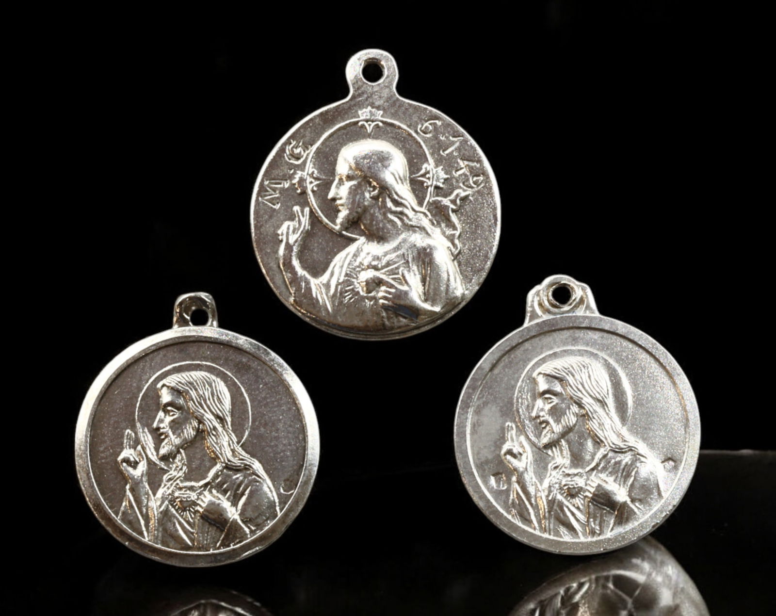 SPAIN: Religious Devotional Medals - Silver, Sacred Heart & Madonna, 20th Century (1 of 2)