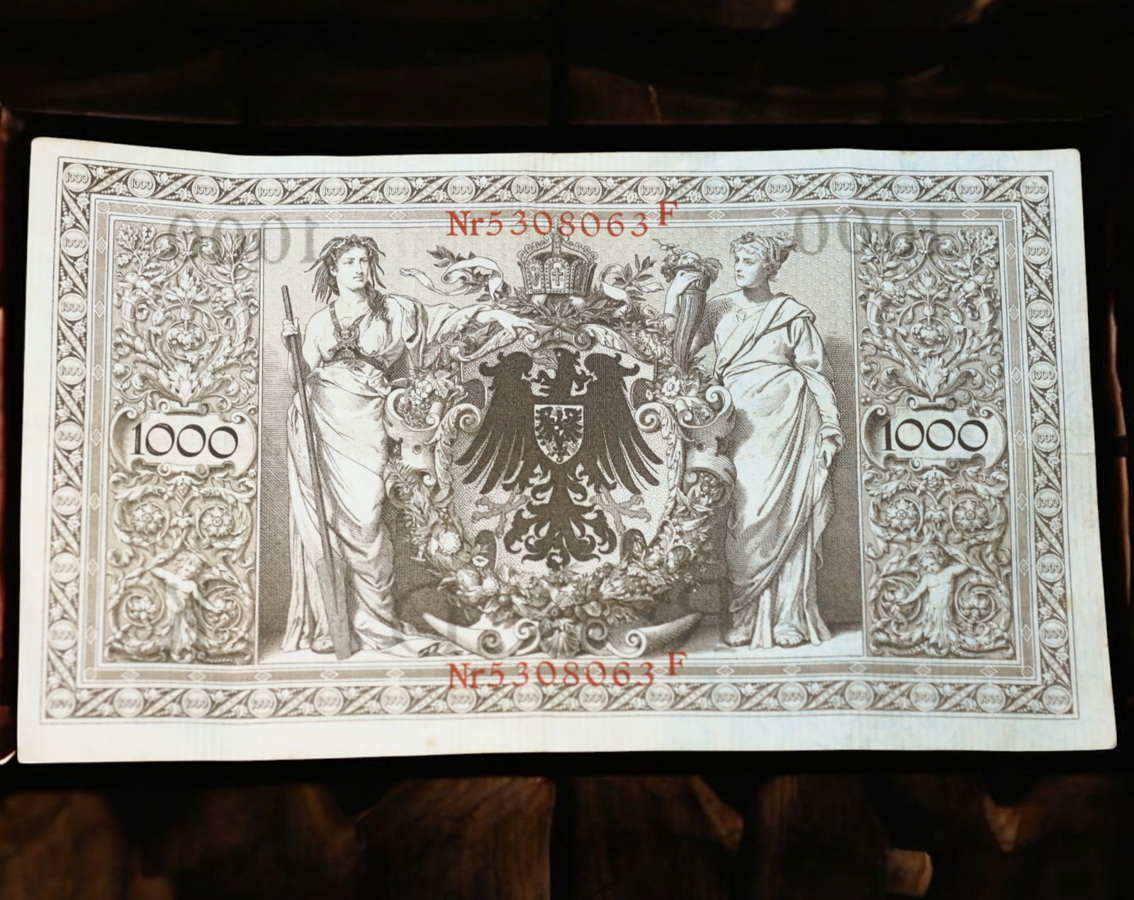 GERMANY: 1000 Mark Reichsbanknote - Berlin Issue, Imperial Eagle, 21 April 1910 (1 of 2)