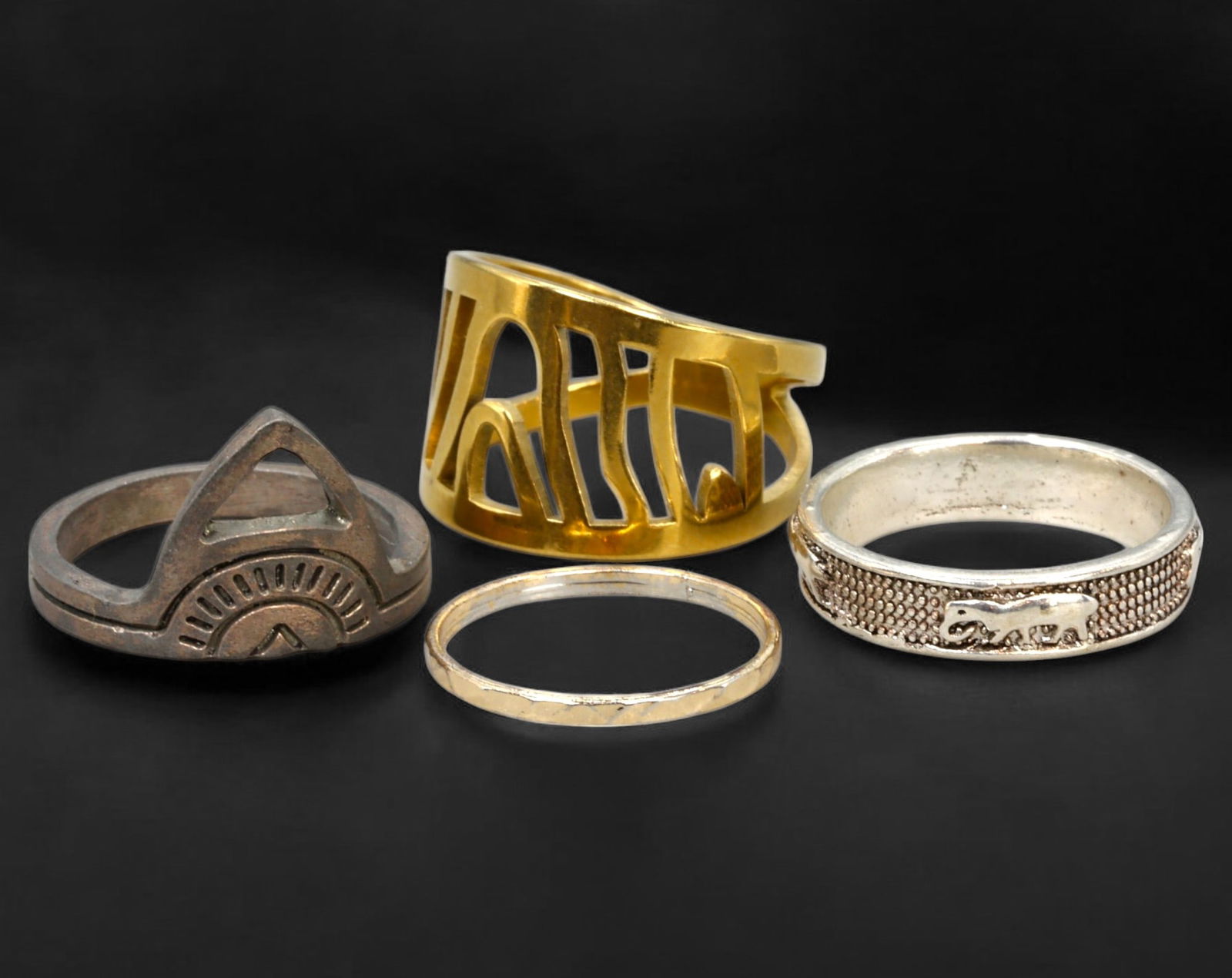 VINTAGE MIXED METAL RINGS - Lot of 4, Assorted Designs, 6.5-8.5 US (1 of 2)