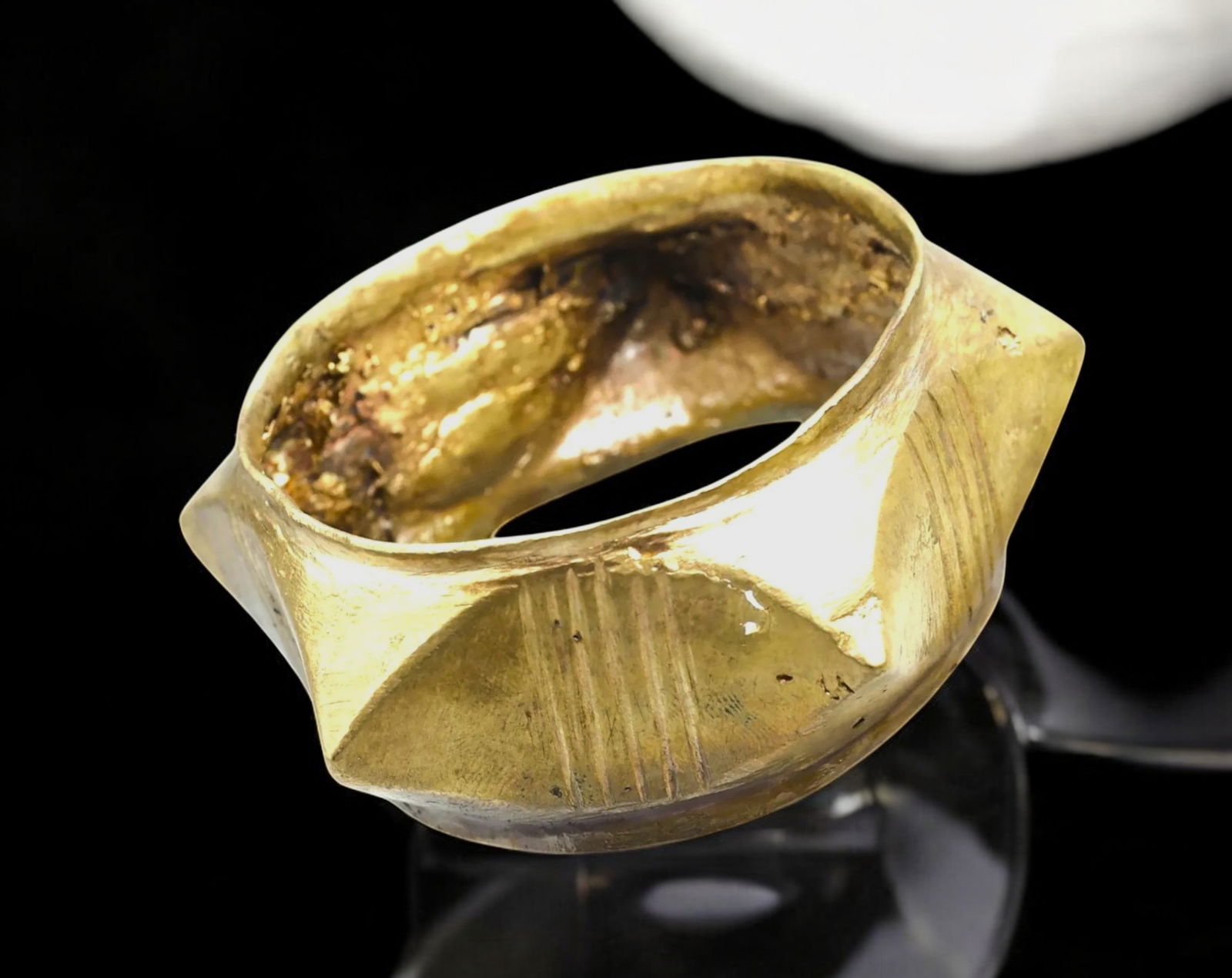 AFRICAN TRADE: Spiked Bangle Gilt Brass Currency Ornament, West Africa, 8.5 cm Diameter (1 of 3)