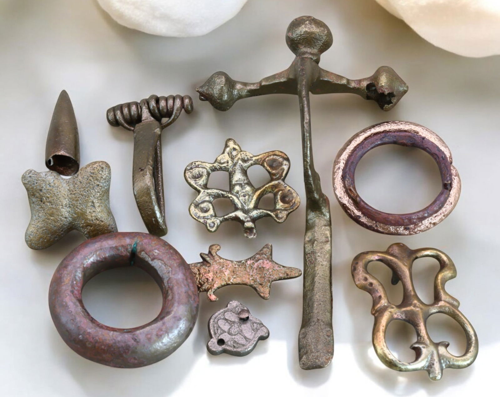 MEDIEVAL EUROPE: Bronze Artifact Collection - 11-Piece Assorted Set (1.2-8cm, 95g) (1 of 1)