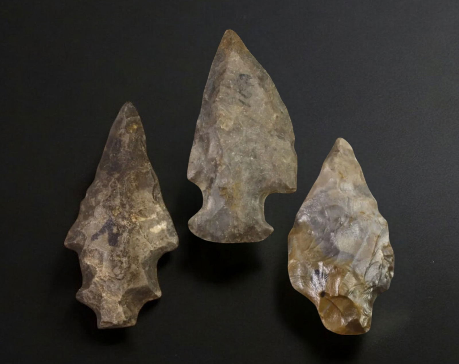 NATIVE AMERICAN: Flint Arrowheads, Eastern Woodlands (29g, Avg. 4cm, 3pcs) (1 of 1)