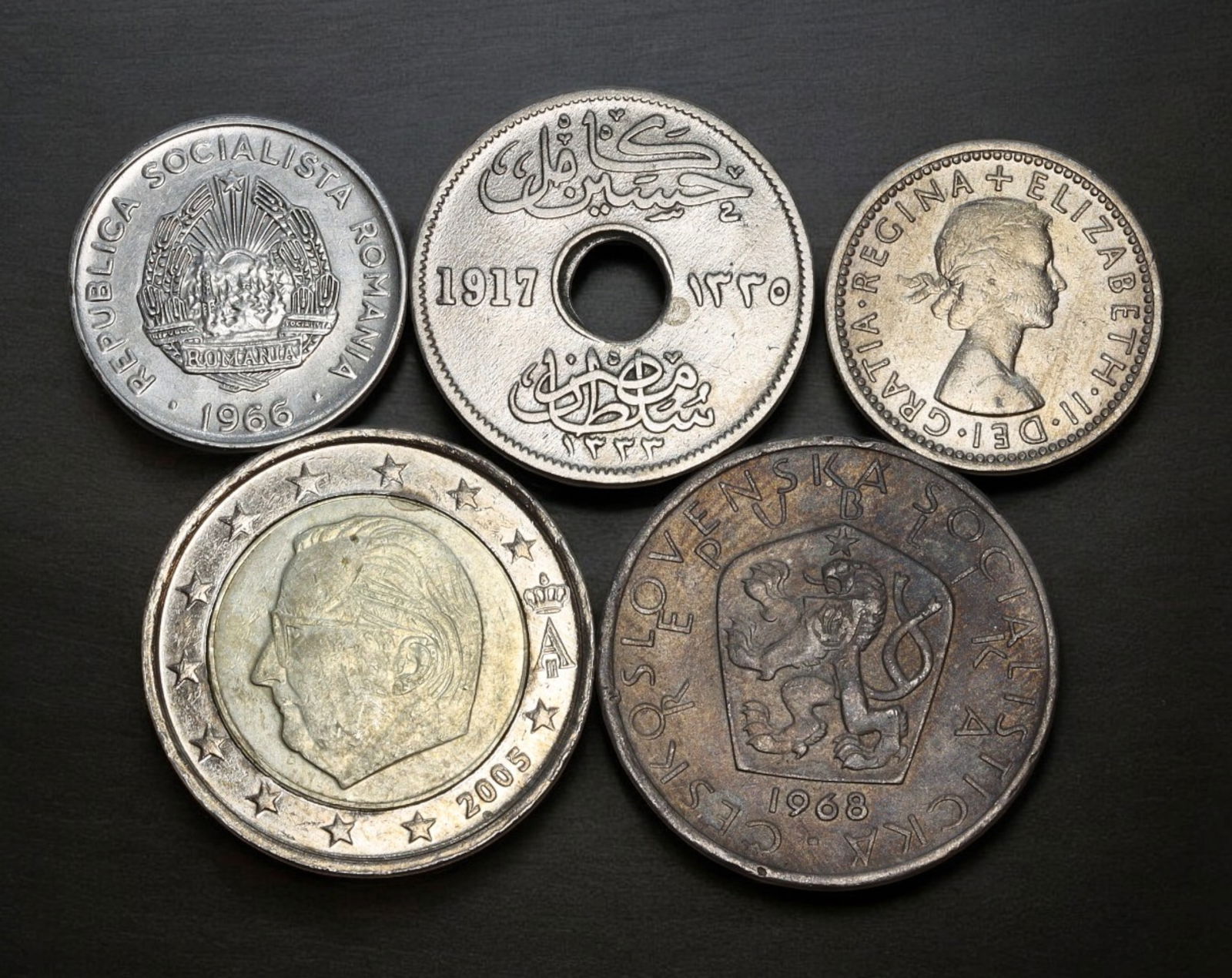 WORLD: Mixed-Era Coin Group - Nickel & Bimetallic, Europe & Middle East, 1917-2005 (1 of 2)