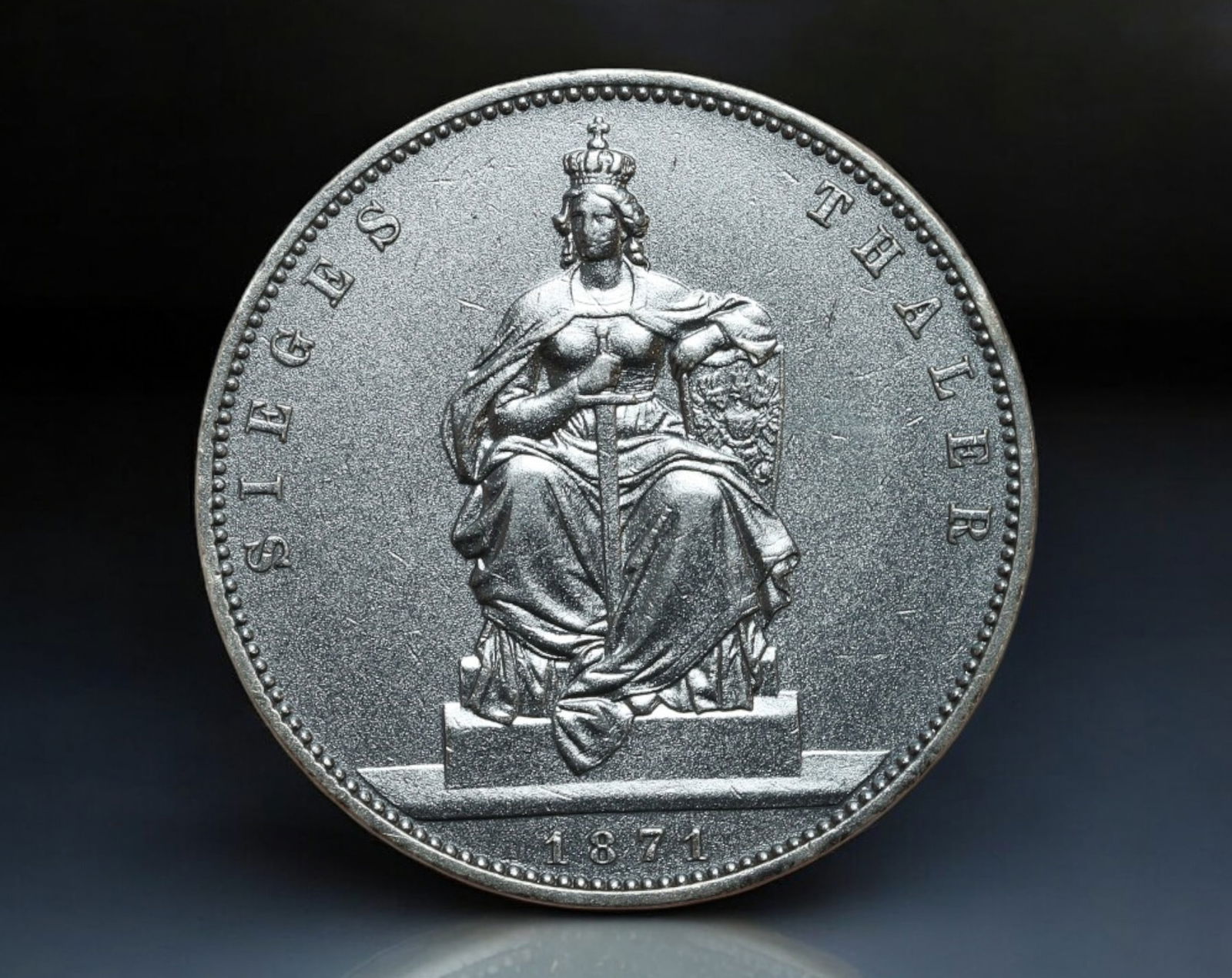 PRUSSIA: Wilhelm I - Silver Thaler  Coin, Victory in War 'Sieges Thaler', 1871 A (Berlin Mint) (1 of 2)