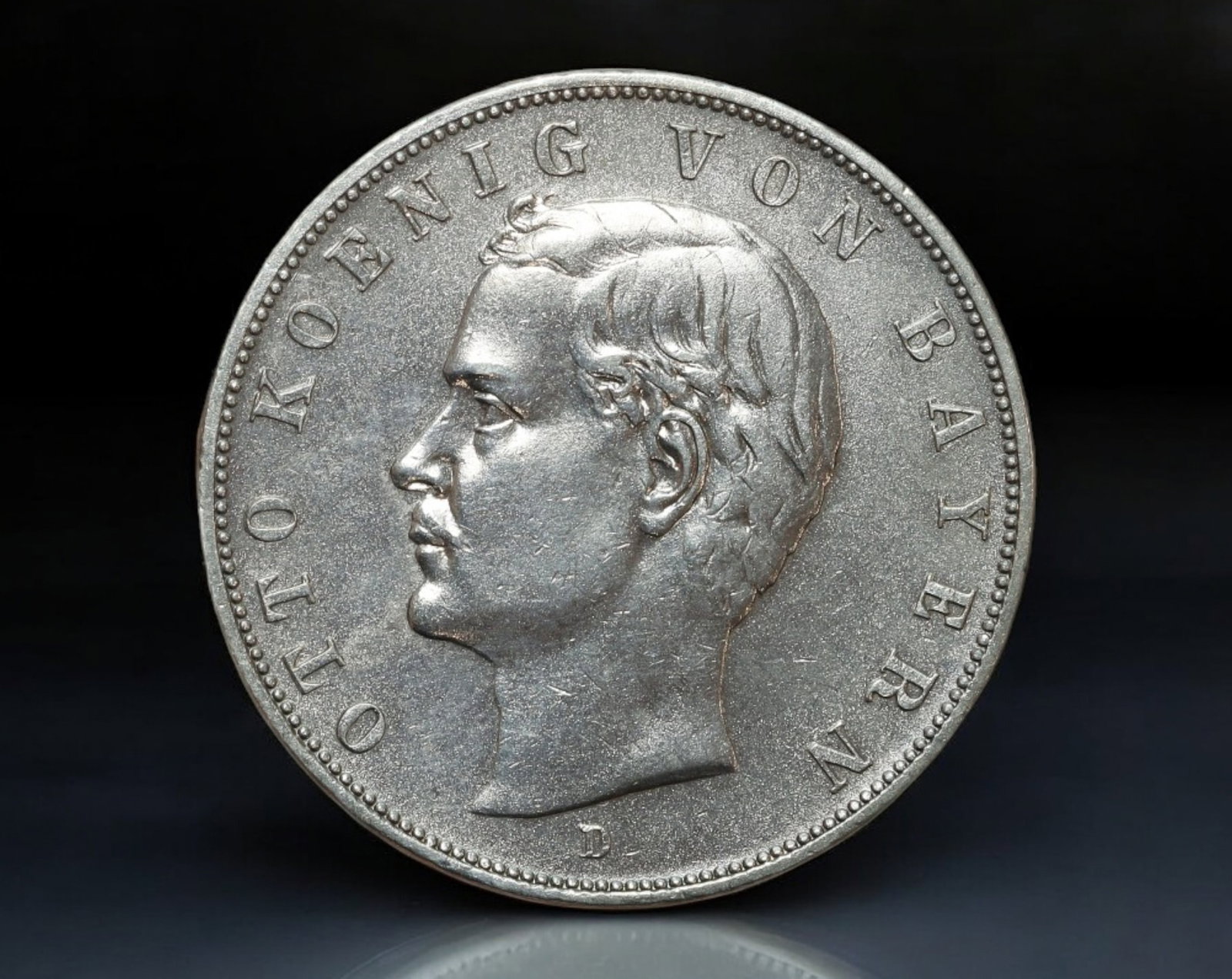 GERMANY: Otto I of Bavaria - Silver 3 Mark Coin, 'Bavaria' Type, 1913 D (Munich Mint): Issued in the final year before World War I, this 1913 3 Mark silver coin honors King Otto I of Bavaria, struck in 90% silver with a weight of 16.6g and a 33mm diameter. The obverse features a finely 