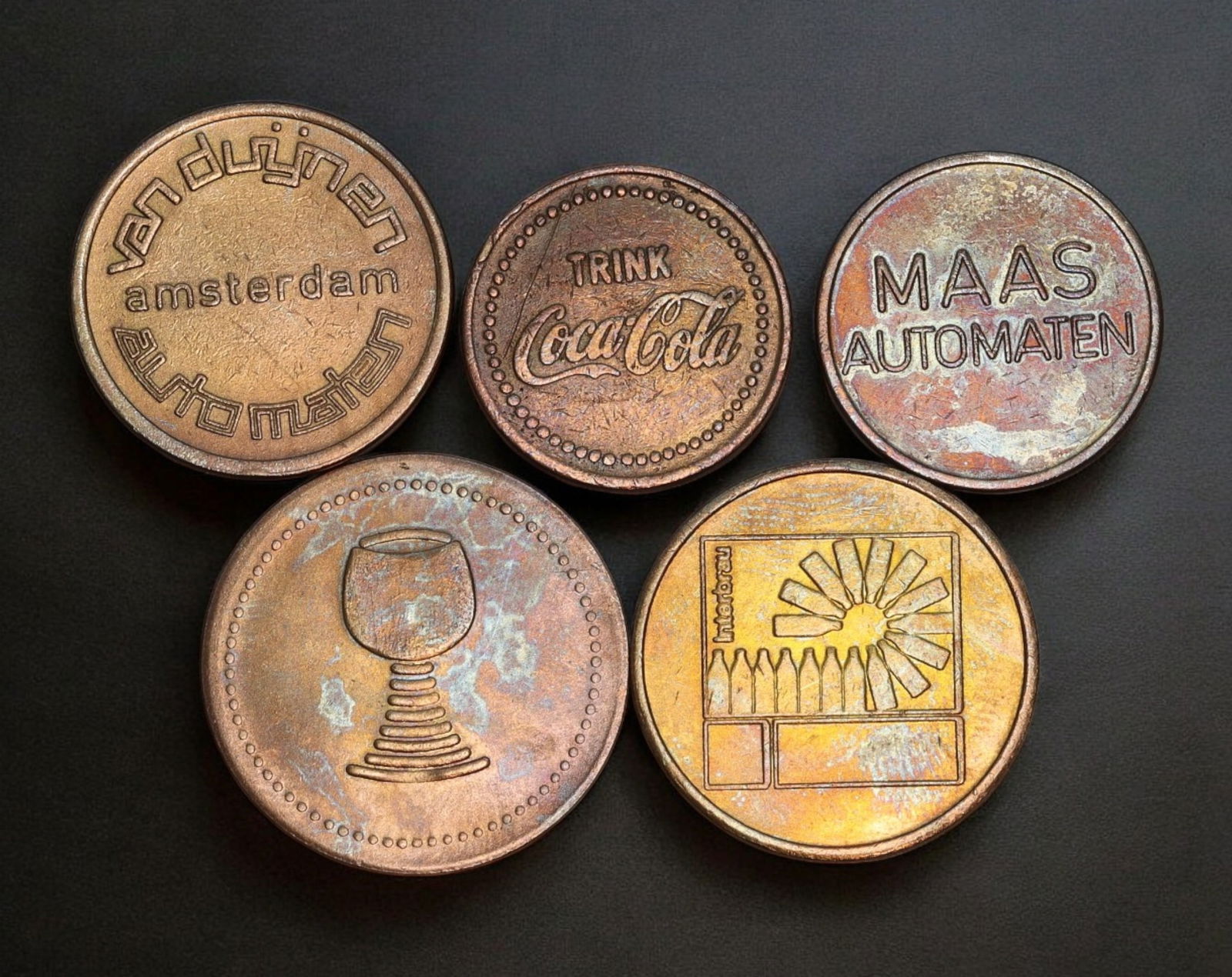 EUROPE: Vending & Drink Token Lot - Brass, Automats & Beverage Brands, Mid-Late 20th Century (1 of 2)