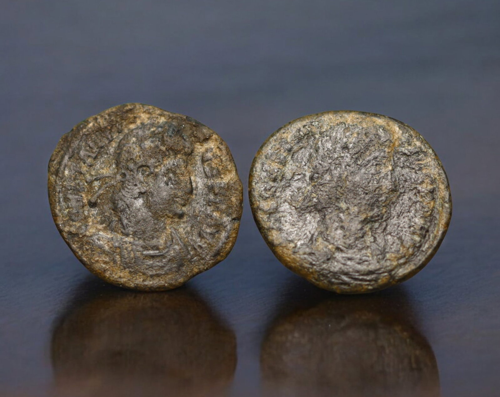 ROMAN EMPIRE: AE Coins - Bronze Issue, 17-18mm, 3.2g, Lot of 2: A lot of bronze coins from the Roman Empire, reflecting the practical monetary fabric of the Imperial economy. These modestly sized bronzes likely span different emperors and issues, underscoring the 