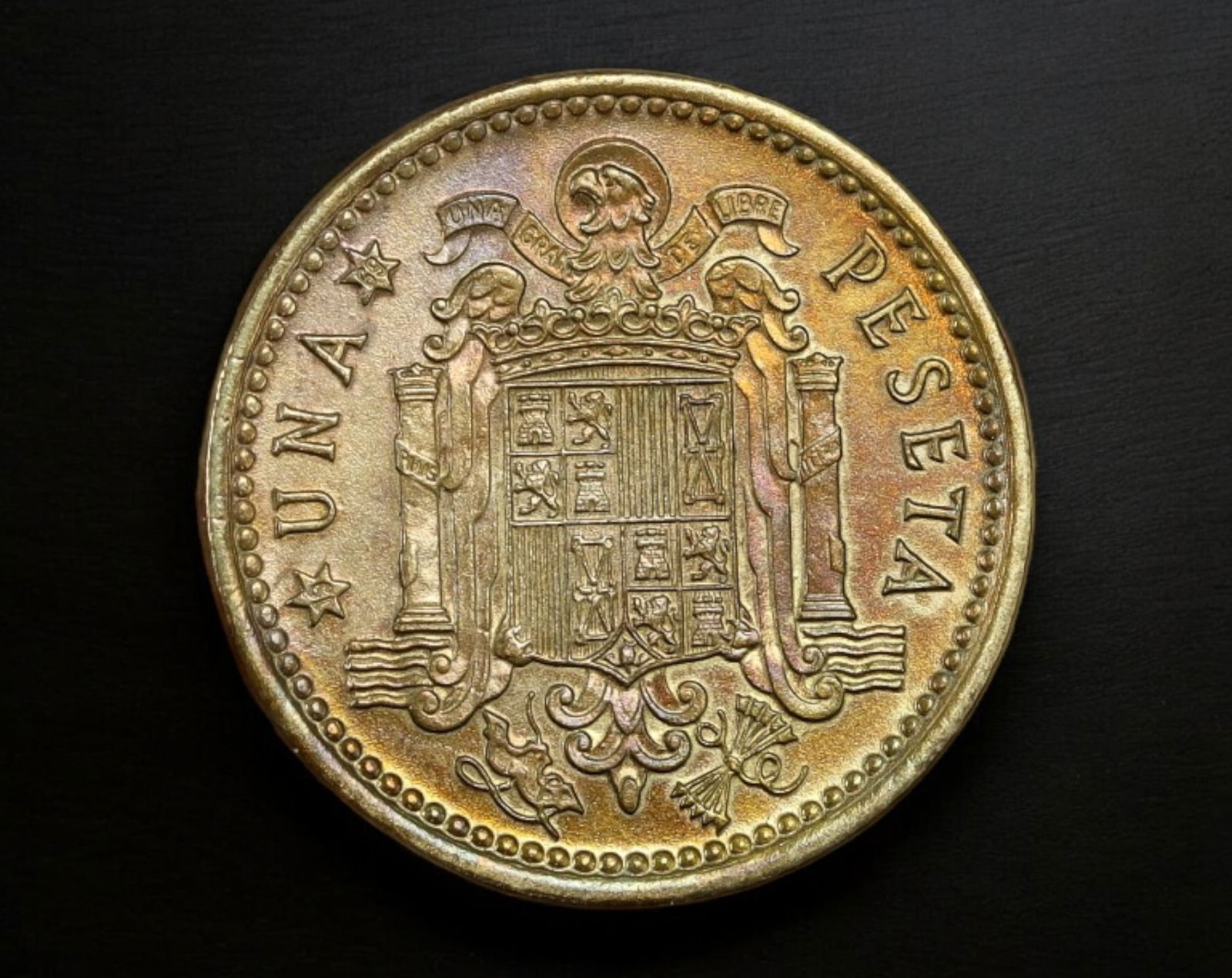SPAIN: Francisco Franco - Brass 1 Peseta, State Portrait, 1966 (19-66) (1 of 2)