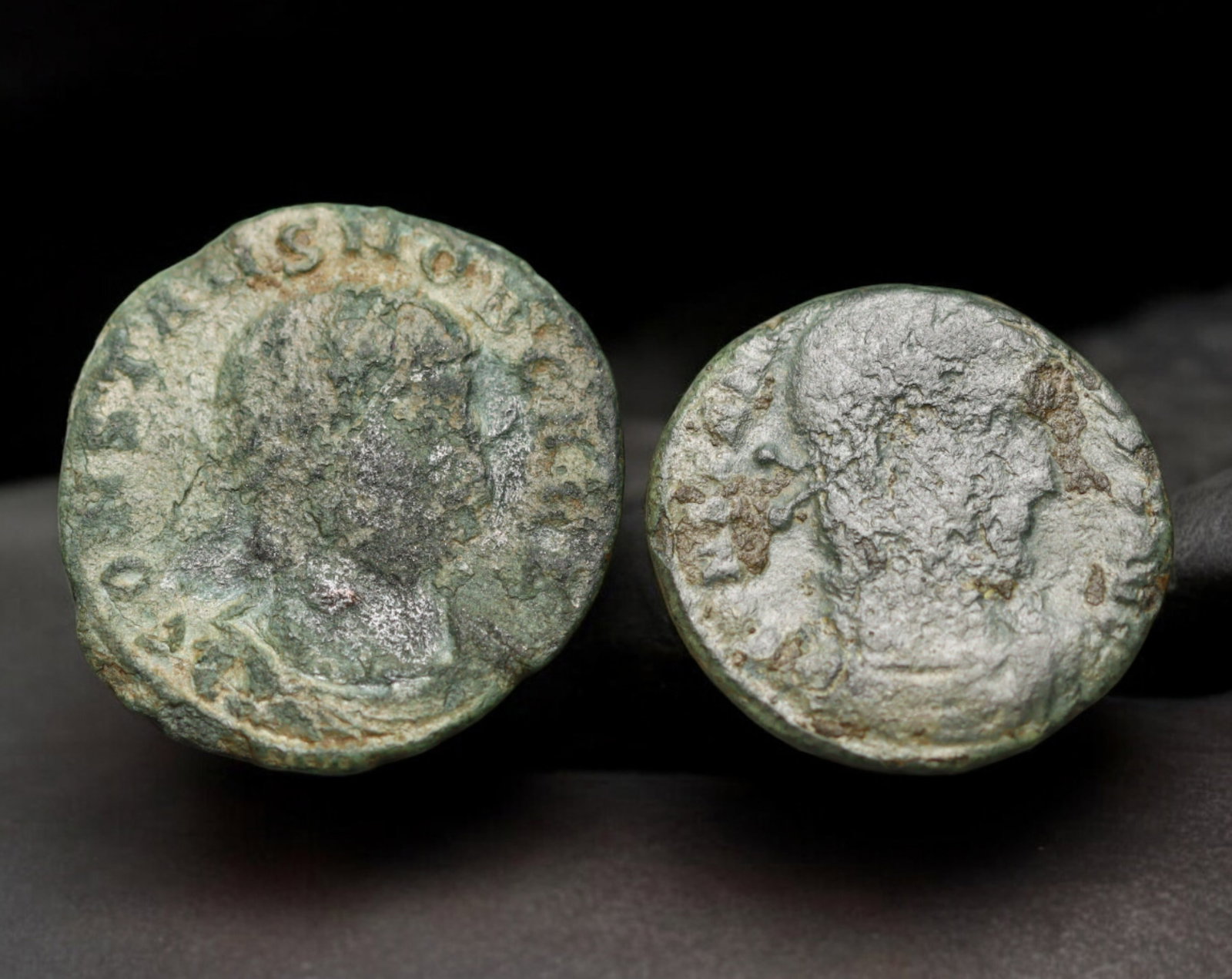 ROMAN EMPIRE: AE Coins - Bronze Issue, 17-19mm, 3.1g, Lot of 2: A lot of bronze coins from the Roman Empire, reflecting the practical monetary fabric of the Imperial economy. These modestly sized bronzes likely span different emperors and issues, underscoring the 