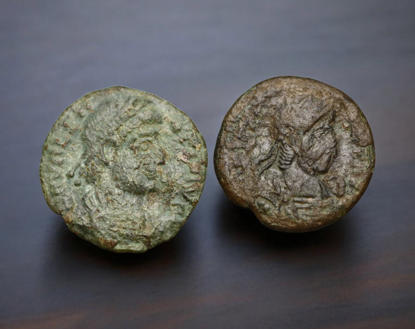 ROMAN EMPIRE: AE Coins - Bronze Issue, 16-17mm, 3.2g, Lot of 2: A lot of bronze coins from the Roman Empire, reflecting the practical monetary fabric of the Imperial economy. These modestly sized bronzes likely span different emperors and issues, underscoring the 