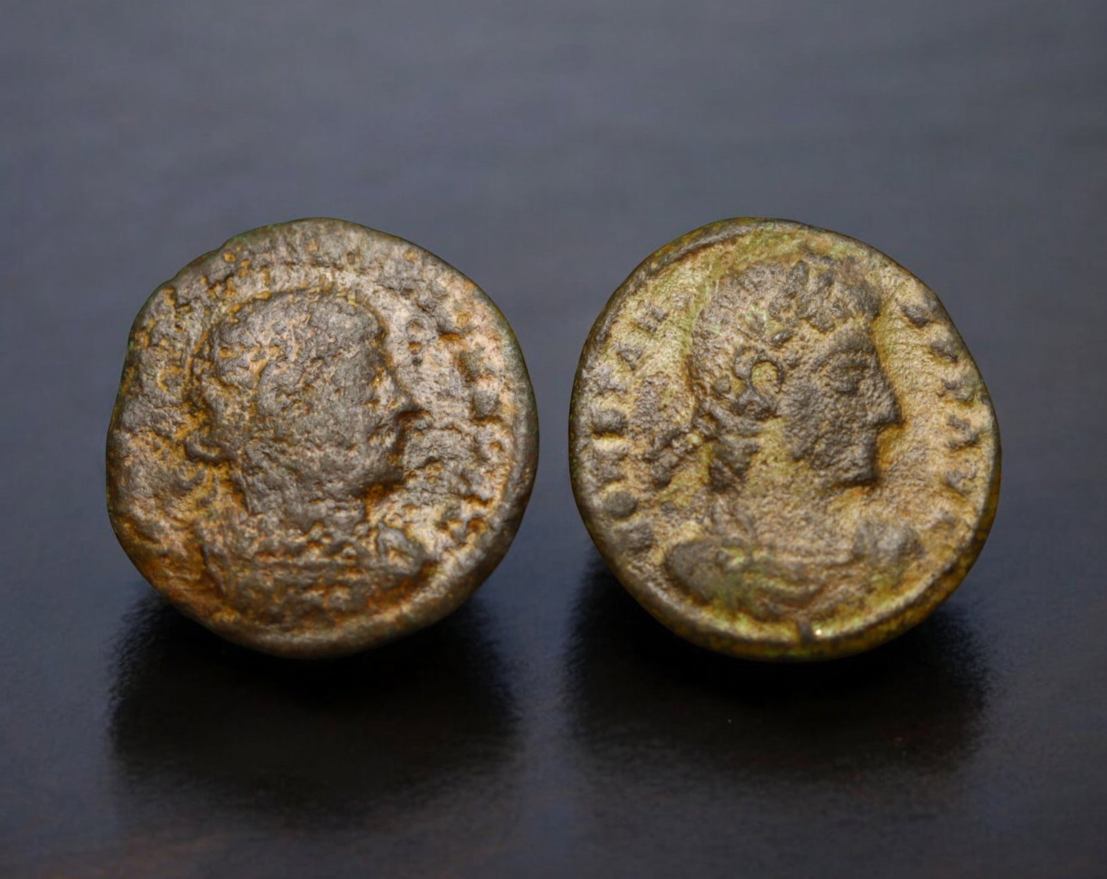 ROMAN EMPIRE: AE Coins - Bronze Issue, 16mm, 2.4g, Lot of 2: A lot of bronze coins from the Roman Empire, reflecting the practical monetary fabric of the Imperial economy. These modestly sized bronzes likely span different emperors and issues, underscoring the 