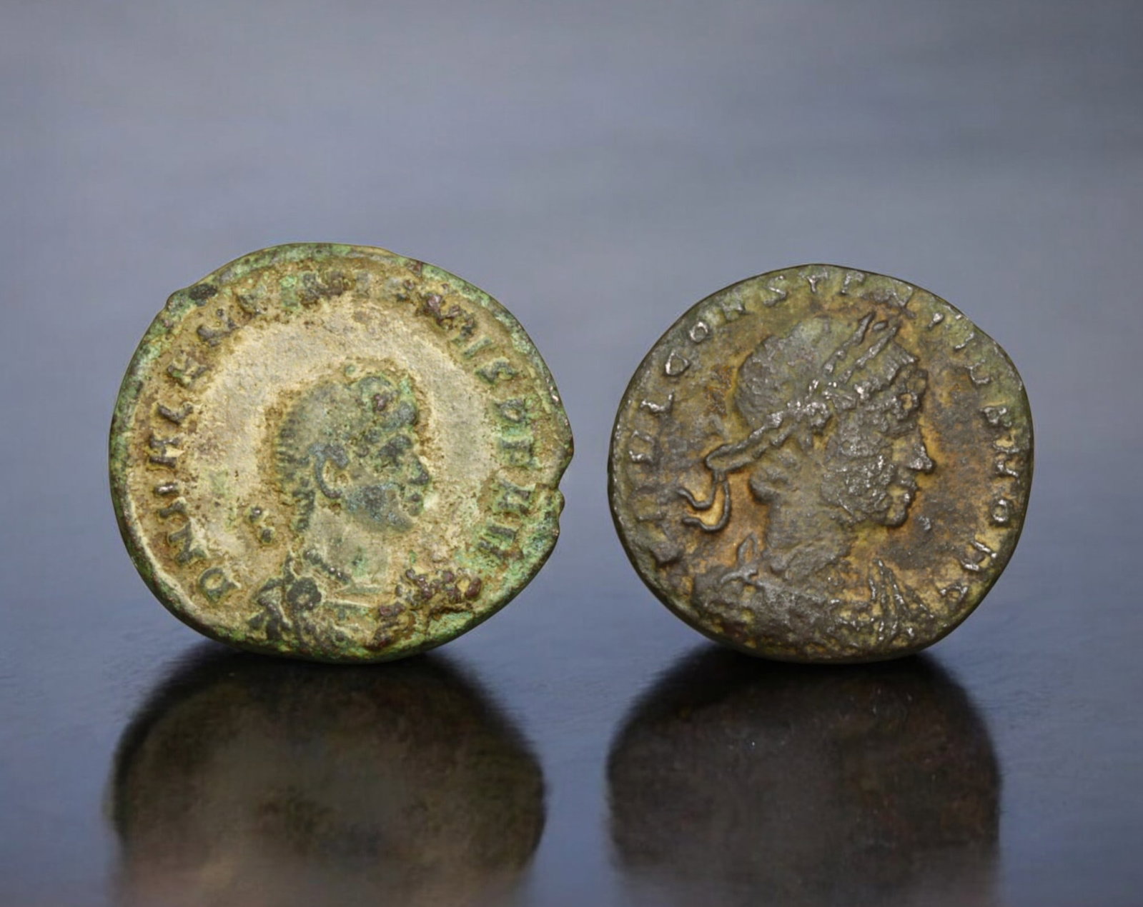 ROMAN EMPIRE: AE Coins - Bronze Issue, 17-18mm, 4.5g, Lot of 2: A lot of bronze coins from the Roman Empire, reflecting the practical monetary fabric of the Imperial economy. These modestly sized bronzes likely span different emperors and issues, underscoring the 