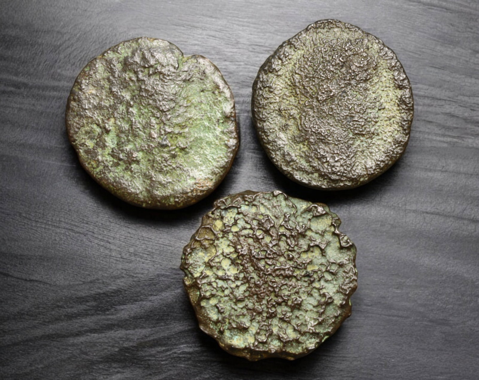 ROMAN EMPIRE: AE Coins - Bronze Issue, 15-16mm, 3.9g, Lot of 3: A lot of bronze coins from the Roman Empire, reflecting the practical monetary fabric of the Imperial economy. These modestly sized bronzes likely span different emperors and issues, underscoring the 