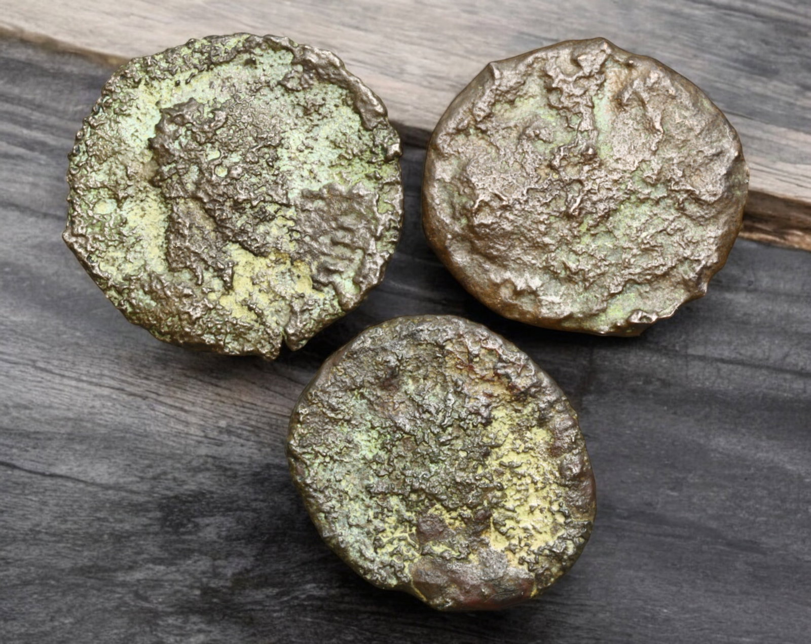 ROMAN EMPIRE: AE Coins - Bronze Issue, 20-21mm, 7.0g, Lot of 3: A lot of bronze coins from the Roman Empire, reflecting the practical monetary fabric of the Imperial economy. These modestly sized bronzes likely span different emperors and issues, underscoring the 