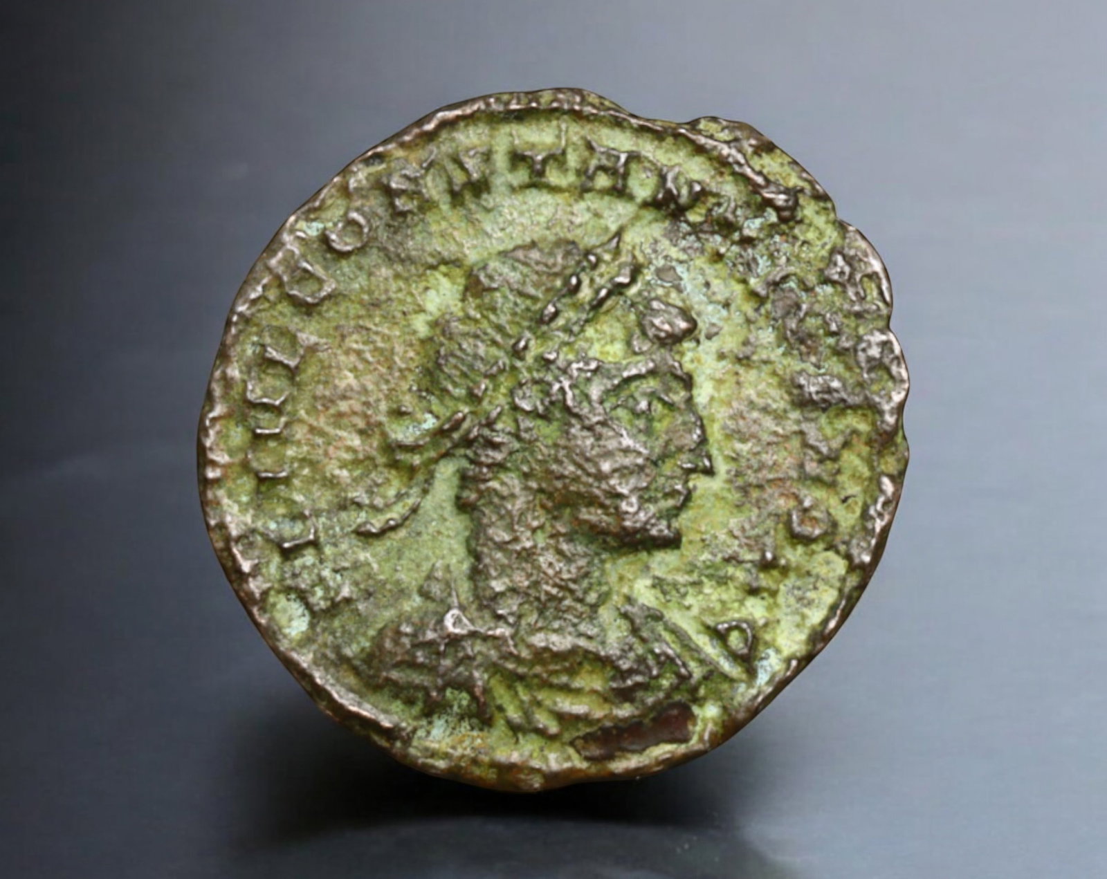ROMAN EMPIRE: AE Coin - Bronze Issue, 1.8mm, 1.8g: A diminutive bronze coin from the Roman Empire, emblematic of the empire's evolving monetary system during times of economic transition. As silver reserves dwindled and inflation surged, bronze coinag
