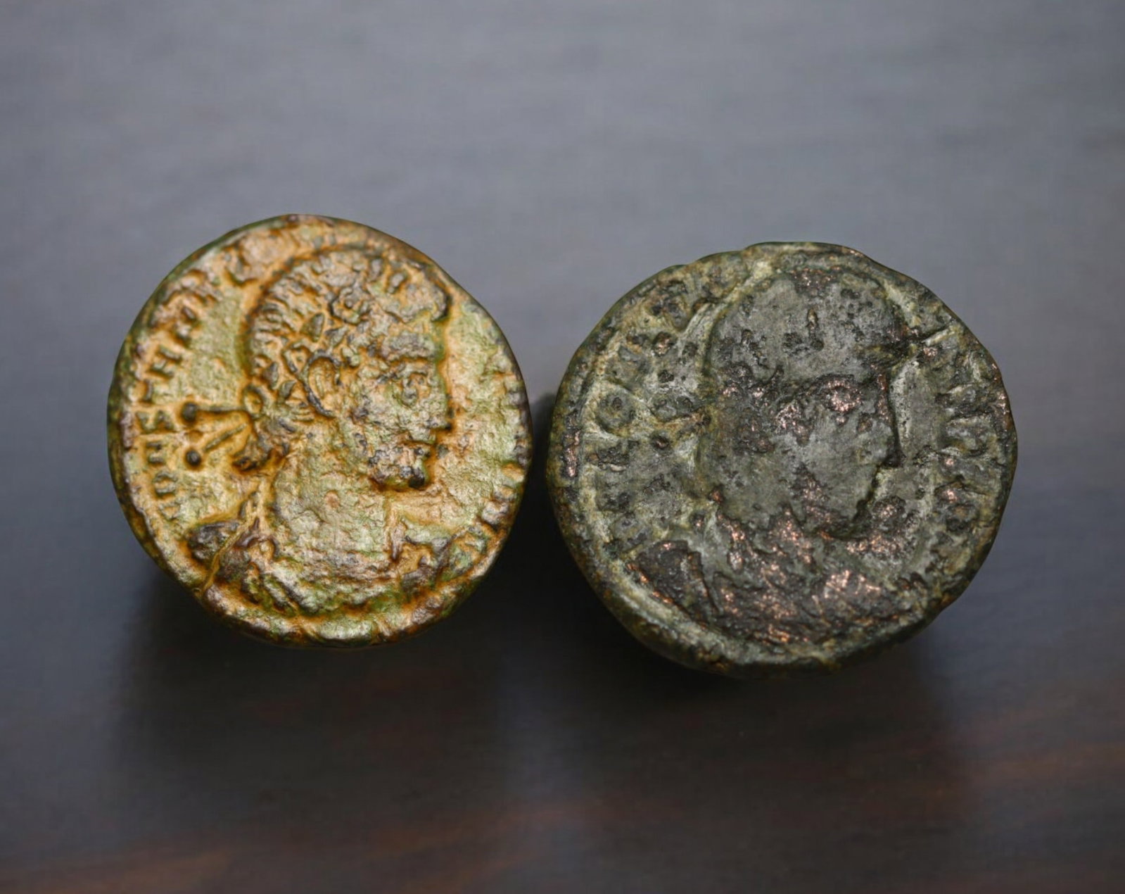ROMAN EMPIRE: AE Coins - Bronze Issue, 16-17mm, 3.8g, Lot of 2: A lot of bronze coins from the Roman Empire, reflecting the practical monetary fabric of the Imperial economy. These modestly sized bronzes likely span different emperors and issues, underscoring the 