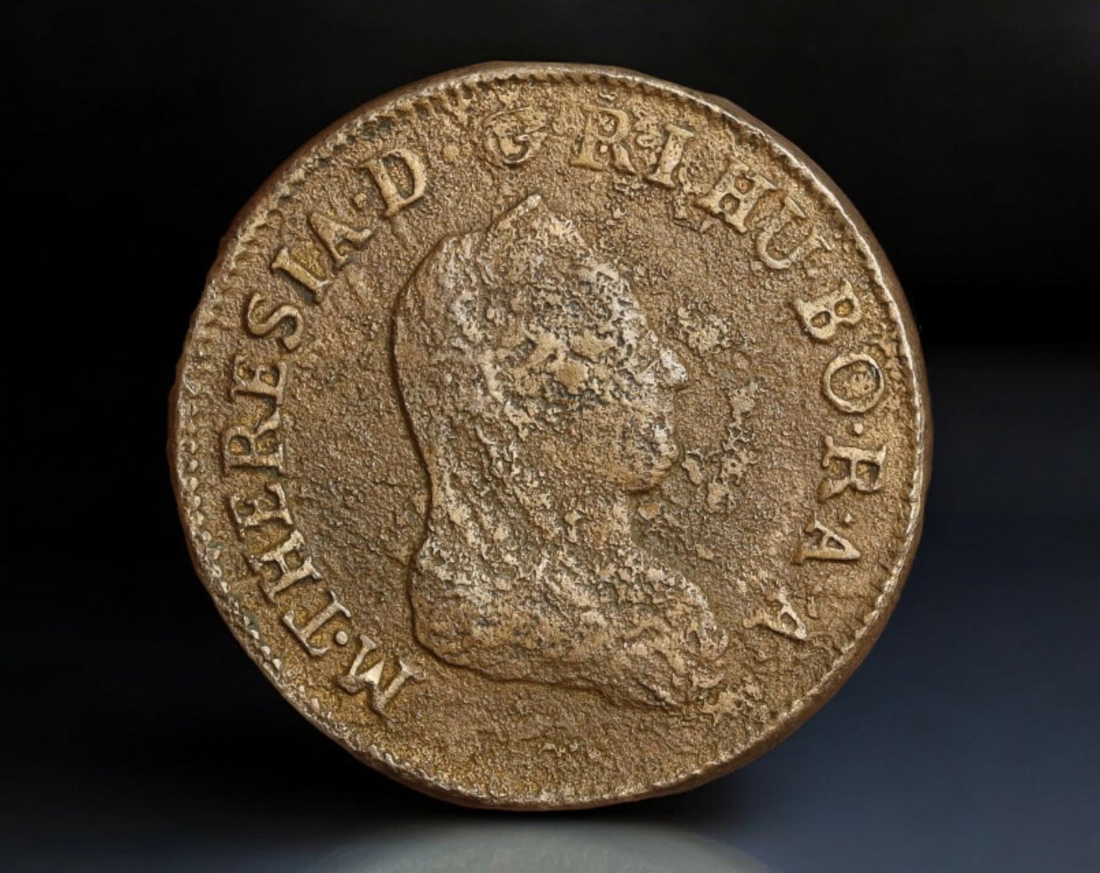 HUNGARY: Maria Theresia - Copper 1 Kreuzer Coin, 1780 K (Kremnitz Mint): Struck in the final year of Maria Theresia's reign, this 1780 copper 1 Kreuzer from the Kremnitz Mint (denoted by "K") displays the empress's right-facing bust with her regal titles in abbreviated Lat