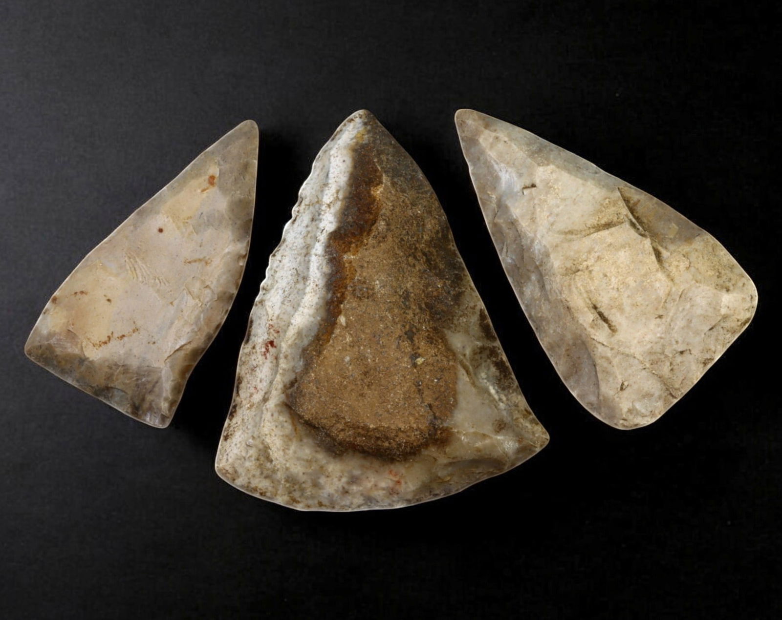 NEOLITHIC TOOL FORMS: Axe or Adze Heads - Flint with Cortex, ca. 4000-2500 BCE (Europe), 3pcs (1 of 1)