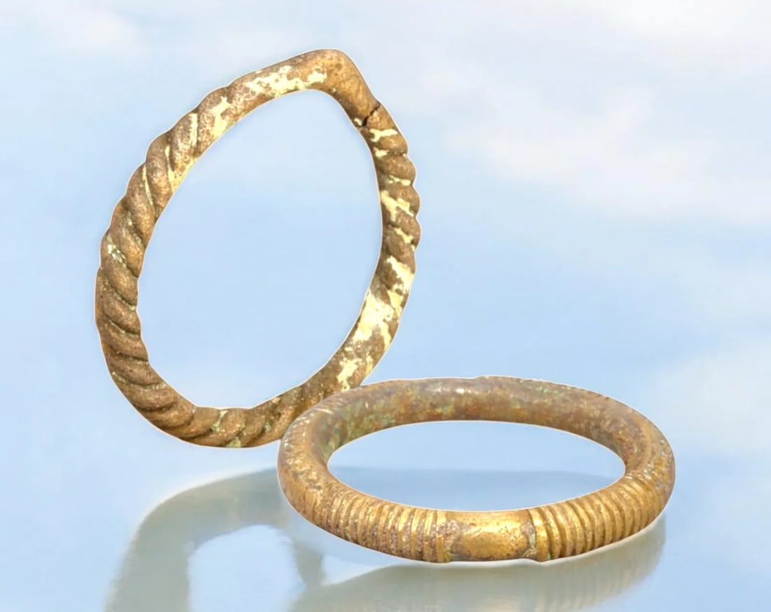 WEST AFRICA: Igbo & Bamum Twisted and Ribbed Bronze Currency Bracelets, 19th-20th Century, 8cm, 242g (1 of 3)