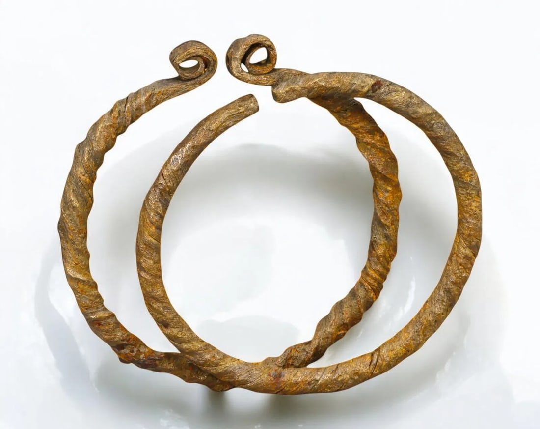 WEST AFRICA: Twisted Bronze Currency Bracelets (Set of 2) - 19th-20th Century, 9-10cm, 167g (1 of 2)