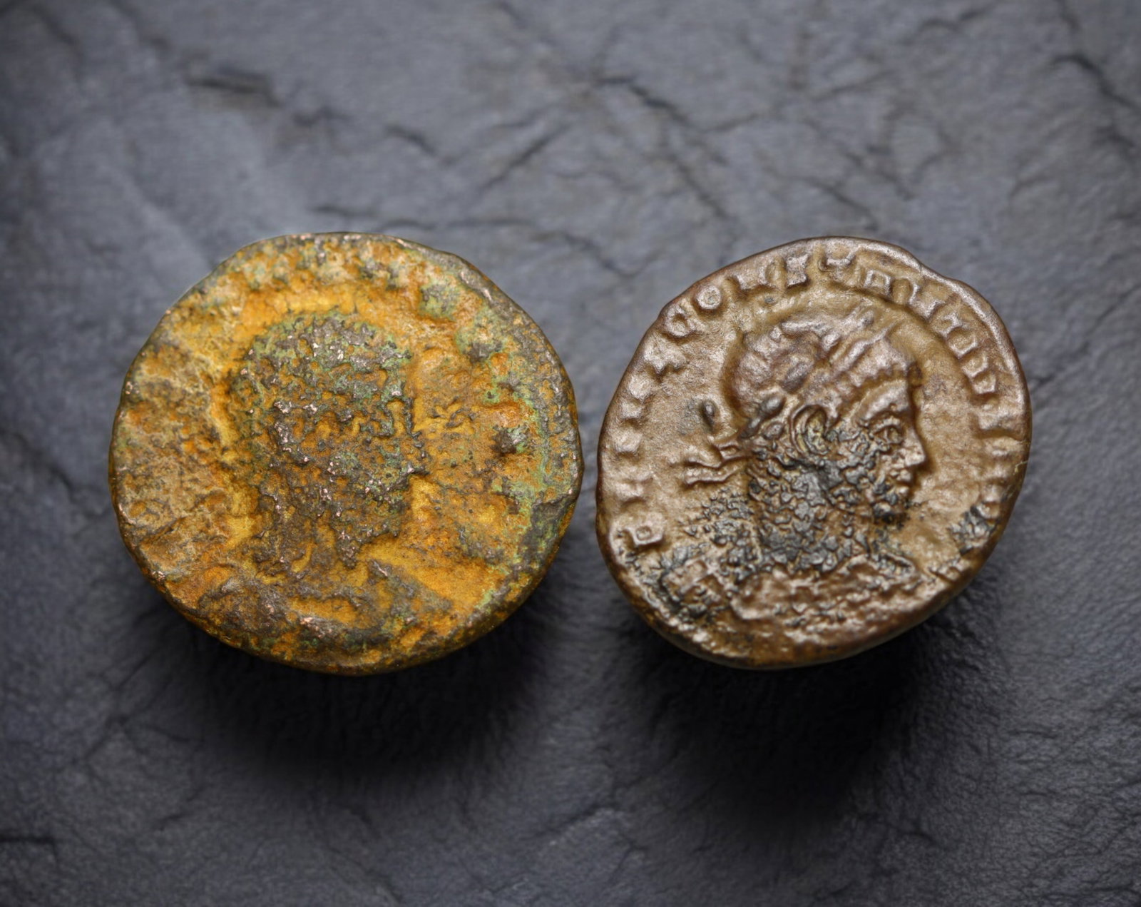 ROMAN EMPIRE: AE Coins - Bronze Issue, 19mm, 3.4g, Lot of 2: A lot of bronze coins from the Roman Empire, reflecting the practical monetary fabric of the Imperial economy. These modestly sized bronzes likely span different emperors and issues, underscoring the 