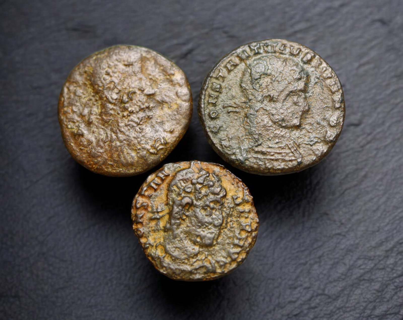 ROMAN EMPIRE: AE Coins - Bronze Issue, 15-17mm, 4.2g, Lot of 3: A lot of bronze coins from the Roman Empire, reflecting the practical monetary fabric of the Imperial economy. These modestly sized bronzes likely span different emperors and issues, underscoring the 