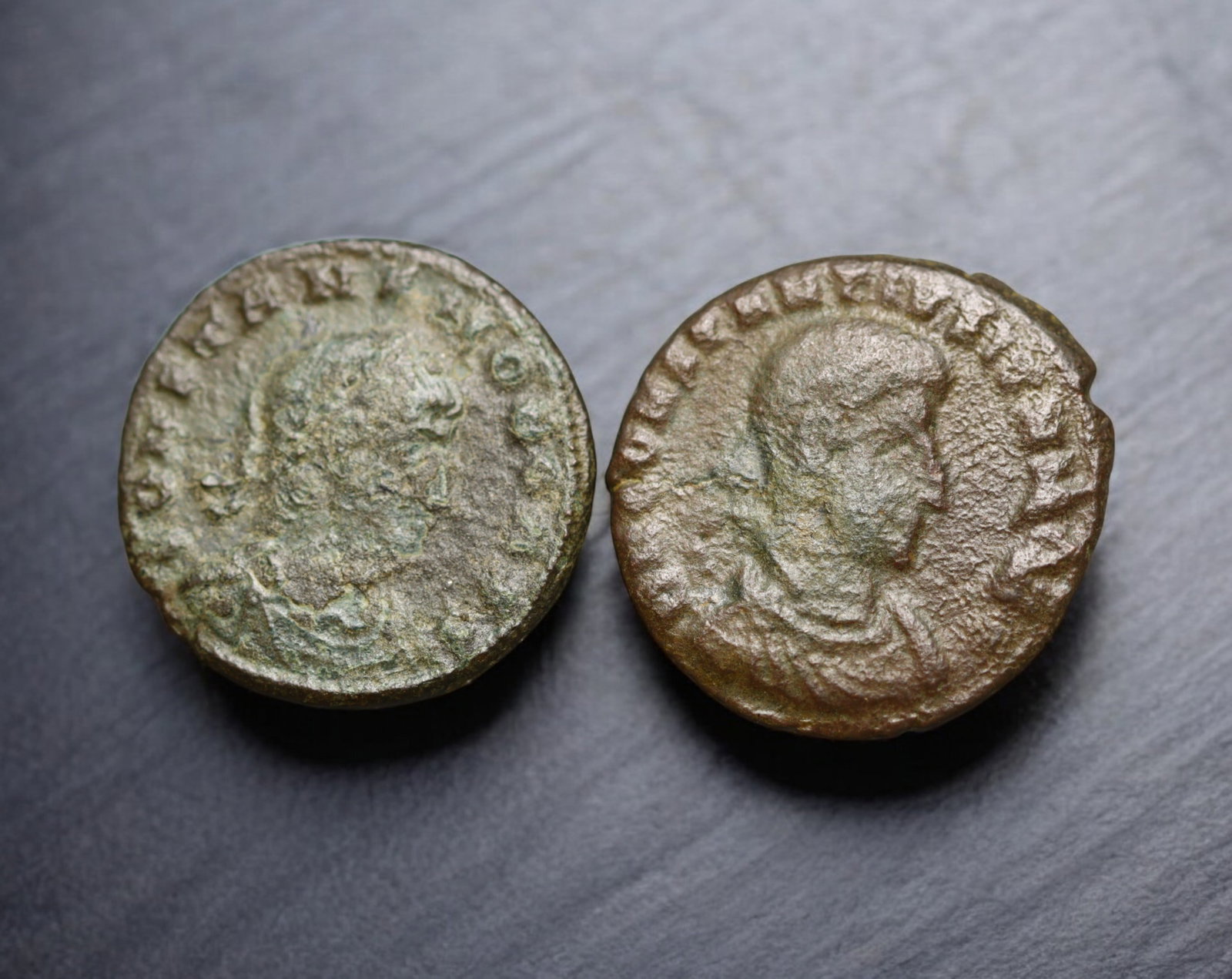 ROMAN EMPIRE: AE Coins - Bronze Issue, 17-18mm, 3.9g, Lot of 2: A lot of bronze coins from the Roman Empire, reflecting the practical monetary fabric of the Imperial economy. These modestly sized bronzes likely span different emperors and issues, underscoring the 