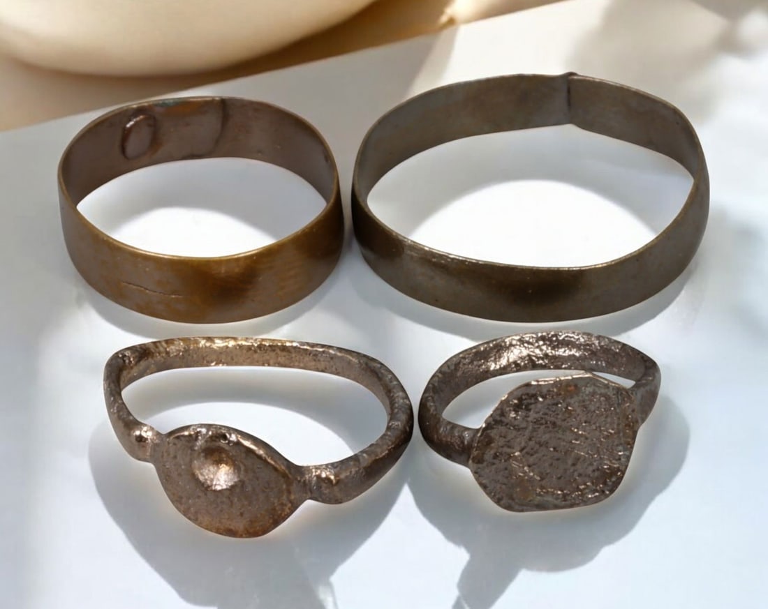 VIKING AGE: Set of 4 Bronze Rings, 3.75-10.5 US, 4.8g, 9th-11th Century (1 of 1)