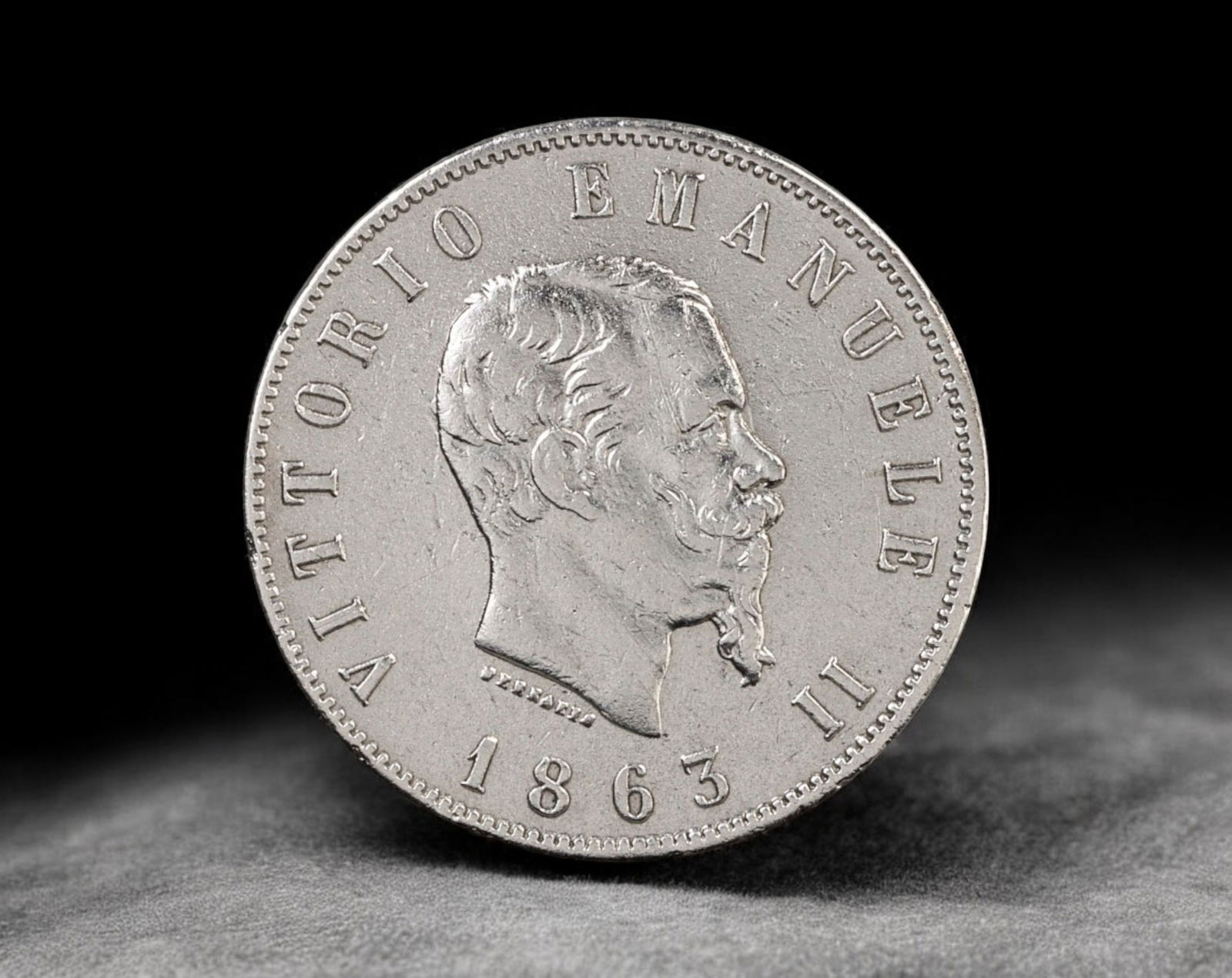 ITALY: Kingdom of Italy - 2 Lire Coin, 1863, Silver, Naples Mint (N), Vittorio Emanuele II (1 of 2)