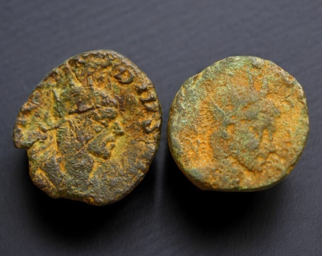 ROMAN EMPIRE: AE Coins - Bronze Issue, 7-18mm, 4g, Lot of 2: A lot of bronze coins from the Roman Empire, reflecting the practical monetary fabric of the Imperial economy. These modestly sized bronzes likely span different emperors and issues, underscoring the 