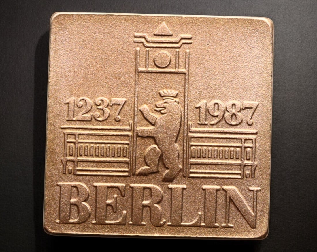 EAST GERMANY (GDR): Berlin 750th Anniversary Square Medal, 1987 (1 of 2)