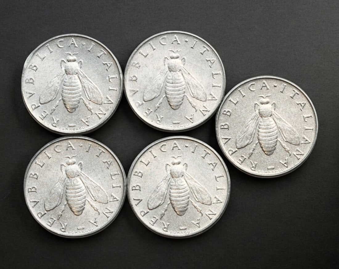 ITALY: Republic - Set of 2 Lire Coins, 1953-1959 (5 Pieces) (1 of 2)