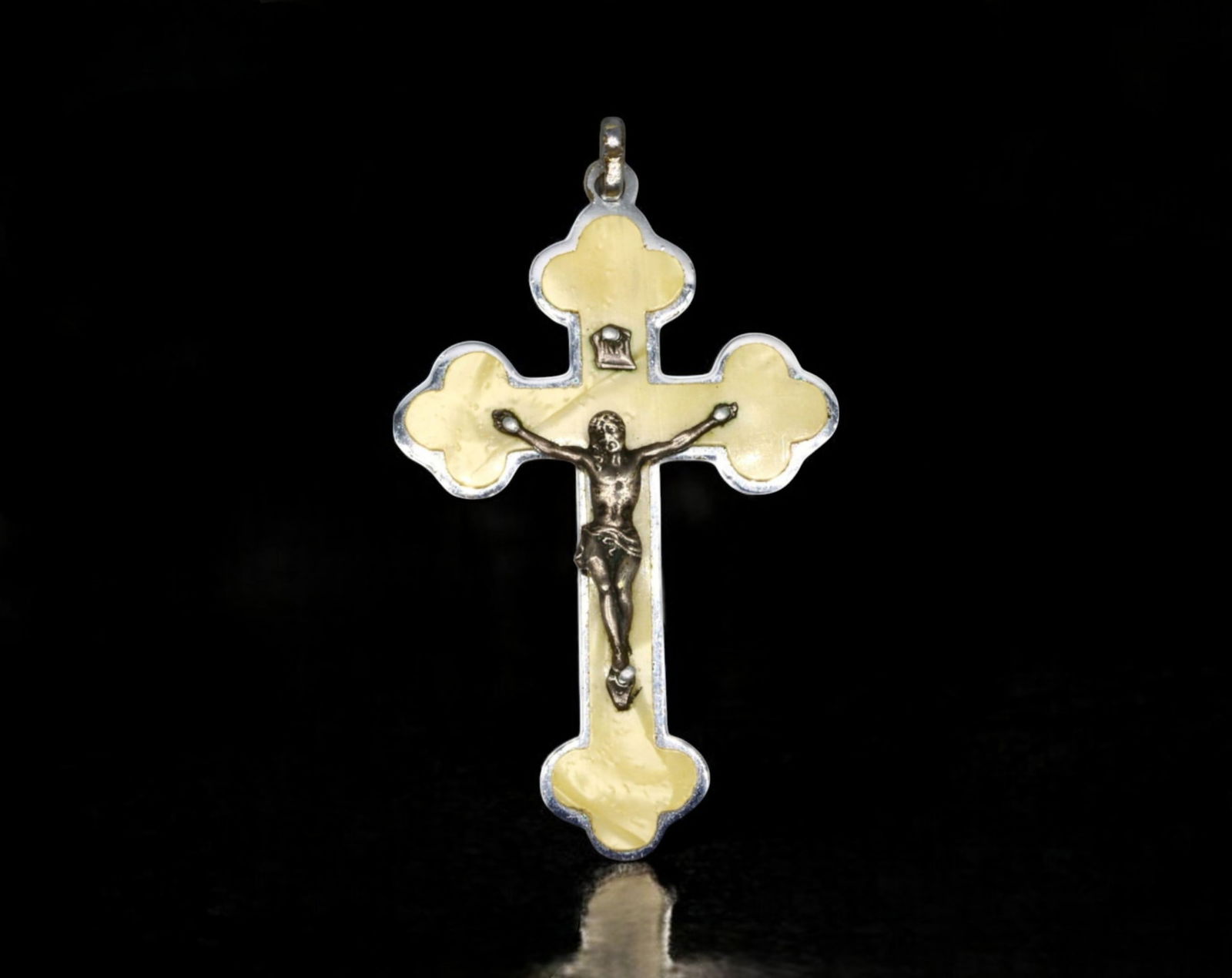 VINTAGE: Metal and Enamel Crucifix - Ornate Gothic Design, 20th Century (1 of 2)