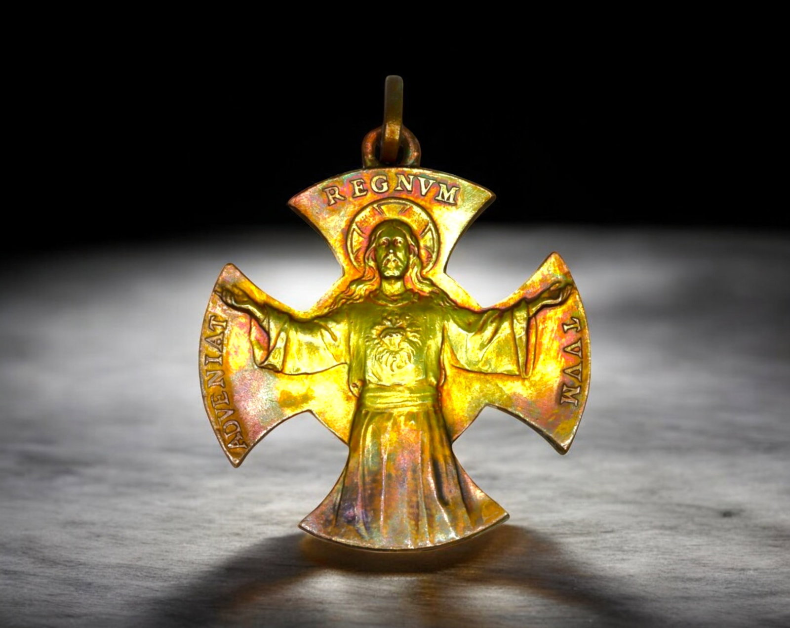 FRANCE: Sacred Heart of Jesus Medal - Regnum Tuum Adveniat, 20th Century (1 of 2)