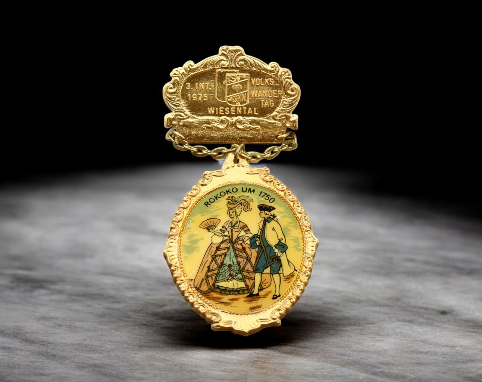 GERMANY: 3rd International Volkswandertag Wiesental Badge - Gold-Tone, 1975 (1 of 2)