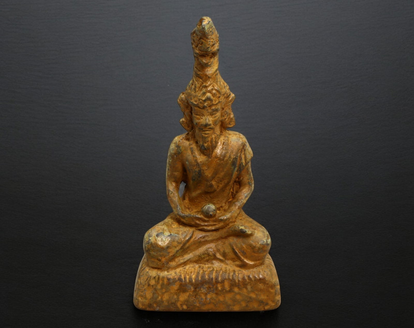 THAILAND: Buddha Meditating Under Naga Canopy - Cast Bronze Figurine, 19th-20th Century (1 of 2)