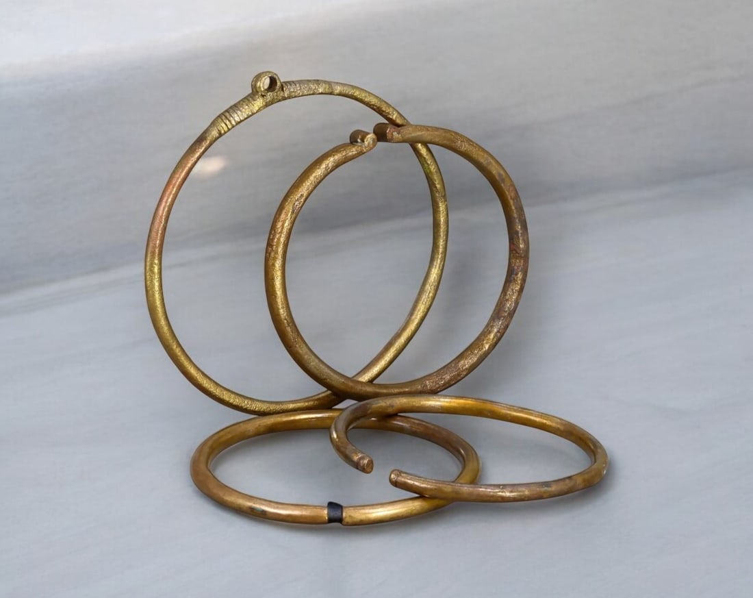 WEST AFRICA: Set of Four Bronze Currency Bangles - 19th-20th Century (1 of 1)