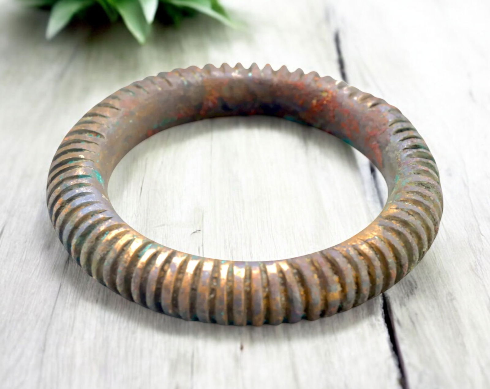 WEST AFRICA: Bronze Ribbed Currency Bracelet - 8.5cm, 231g, Circa 17th-19th Century (1 of 2)