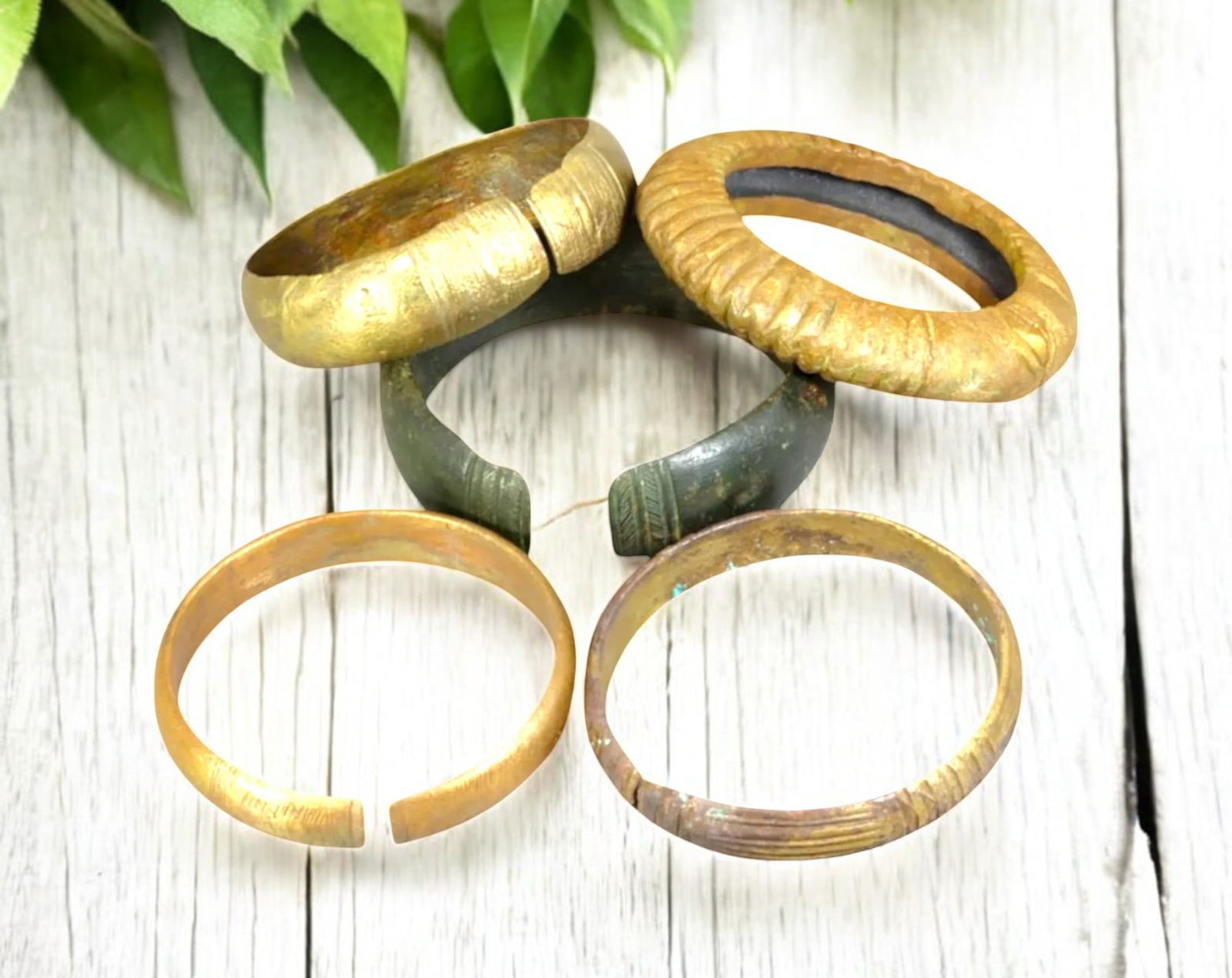 WEST AFRICA: Yoruba & Bamum Bronze Currency Bracelets (Set of 5) - 19th-20th Century, 7-8cm, 392g (1 of 1)