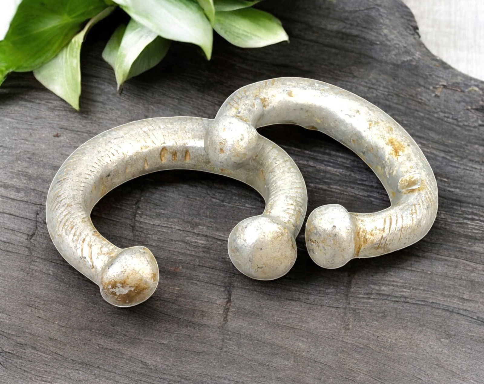 WEST AFRICA: Bamileke Heavy Aluminum Currency Bracelets - 7.5-8cm, 163g (2pcs), 19th/20th Century (1 of 2)