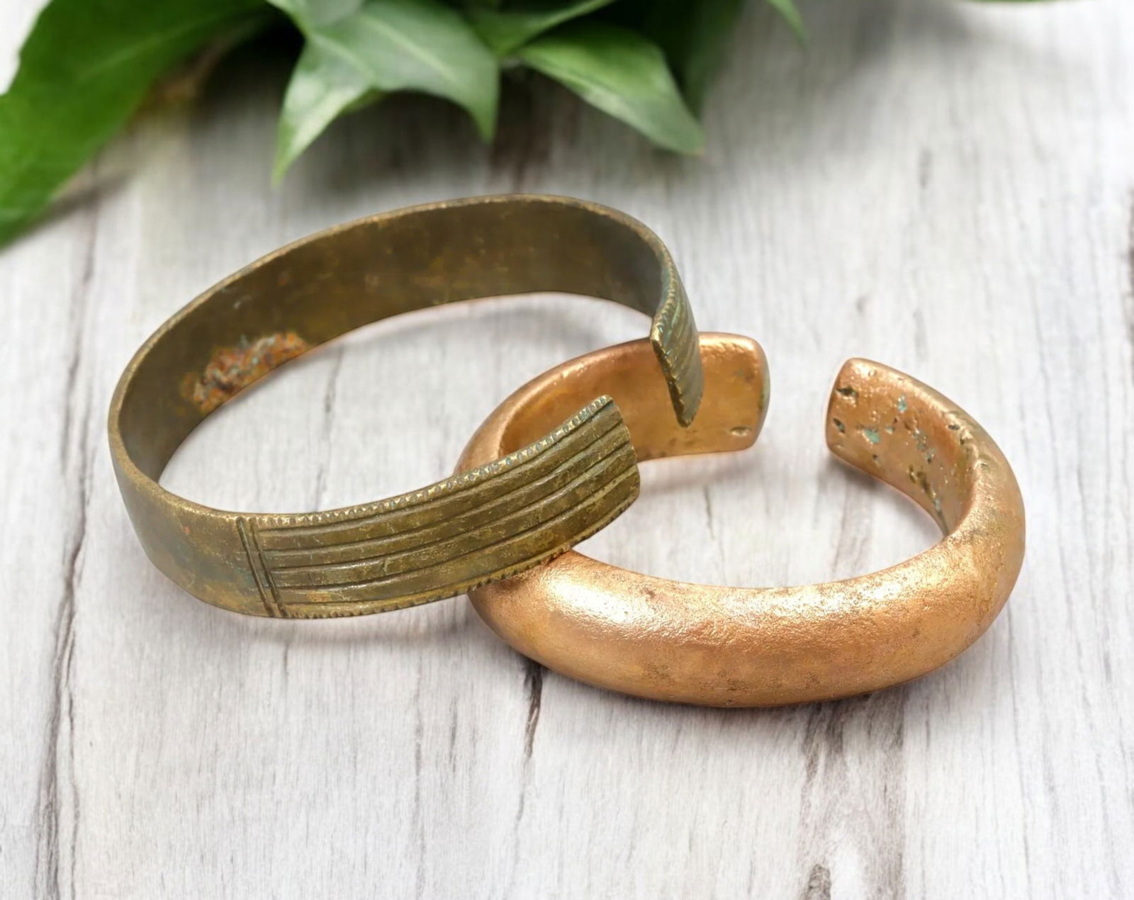 WEST AFRICA: Pair of Bronze Manilla & Armlet Currency - 7.5-8cm, 265g (1 of 2)