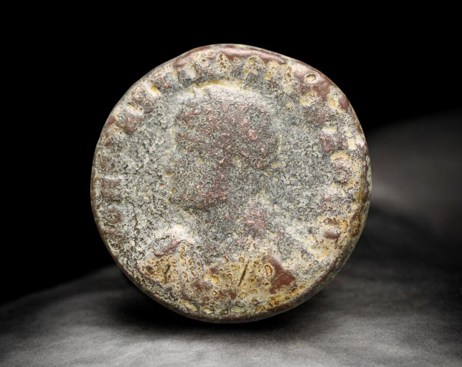 ROMAN EMPIRE: AE Coin - Bronze Issue, 17mm: A diminutive bronze coin from the Roman Empire, emblematic of the empire's evolving monetary system during times of economic transition. As silver reserves dwindled and inflation surged, bronze coinag