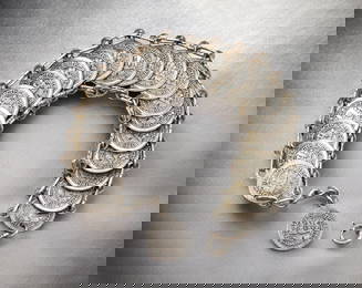 CATHOLIC DEVOTIONAL: Bracelet - Silver-Tone Linked Medals of Saint Ulrich, 23.5cm (28g)