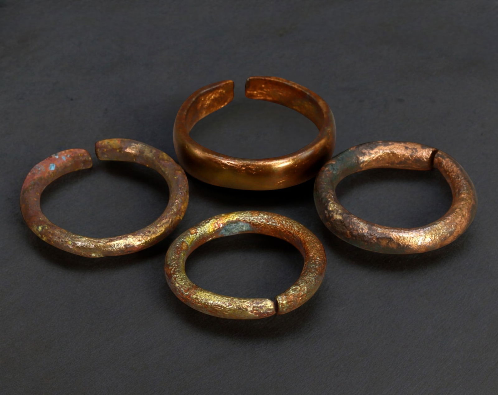 NIGERIA: Dorome Tribe Cast Brass Ring Tokens - Early Transport Currency, 4pcs, 2.8-3cm, 16g (1 of 1)
